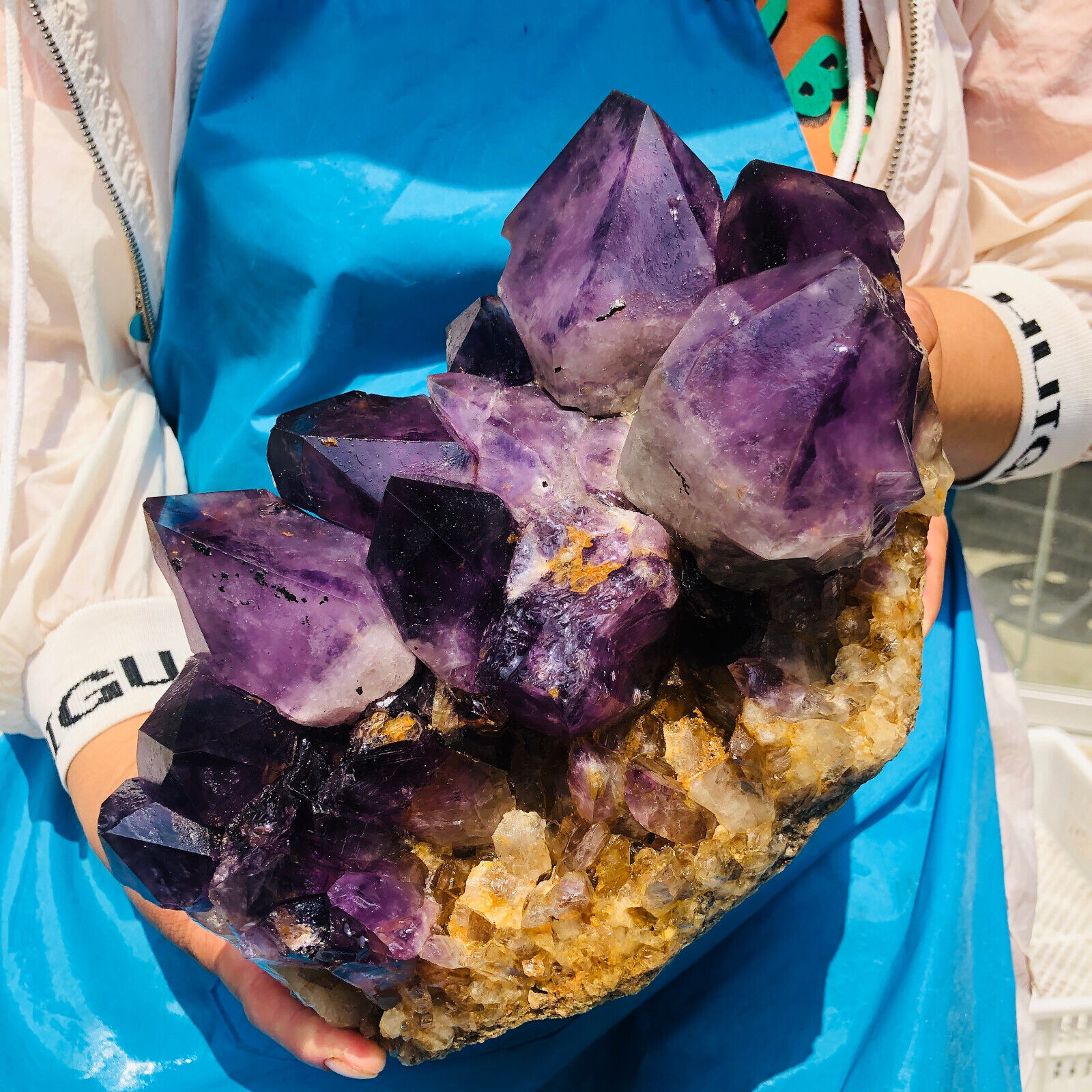 8.97LB Natural Amethyst quartz cluster crystal specimen mineral point Healing