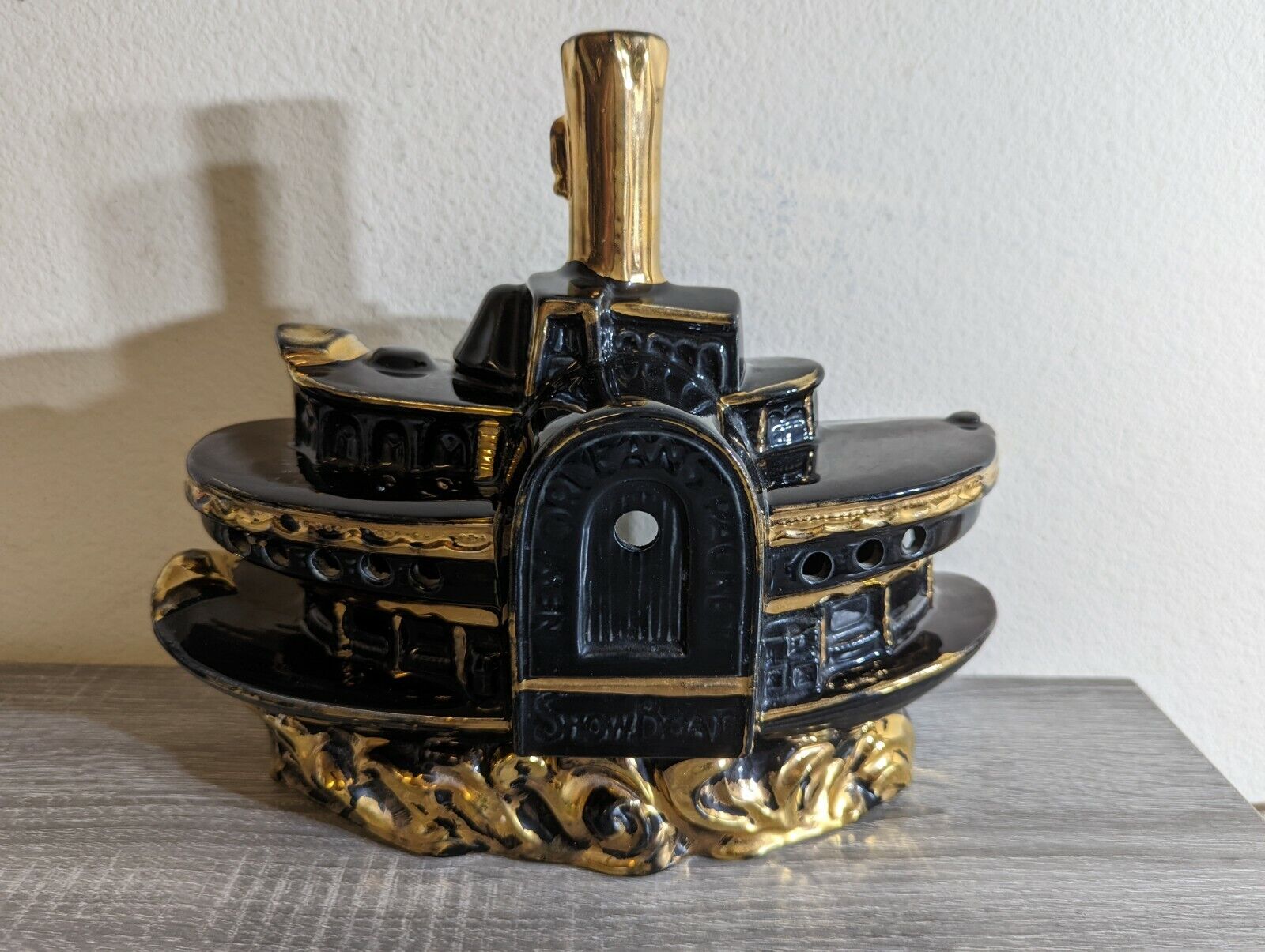 Vintage Lawrence Welk Ceramic Gold Black Lamp 1950s VTG New Orleans Show Boat