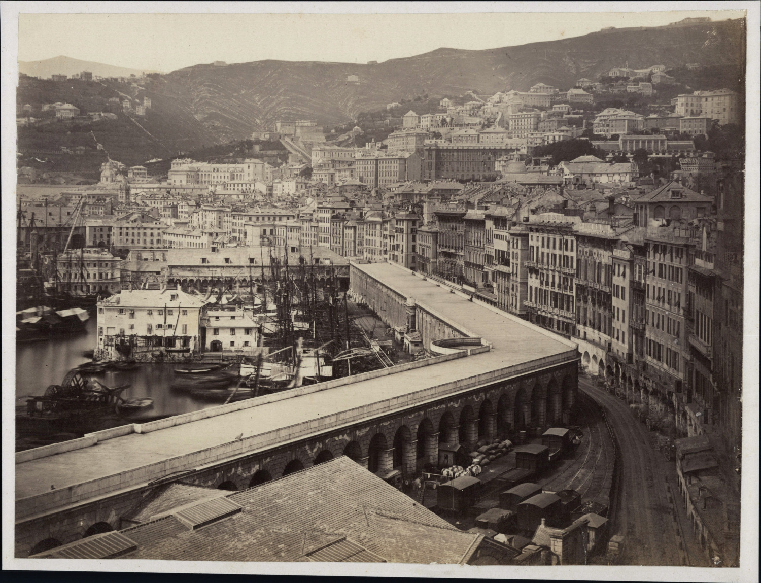 Alfred Noack, Italy, Genoa, Vintage Marble Terrace Albumen Print Draw a
