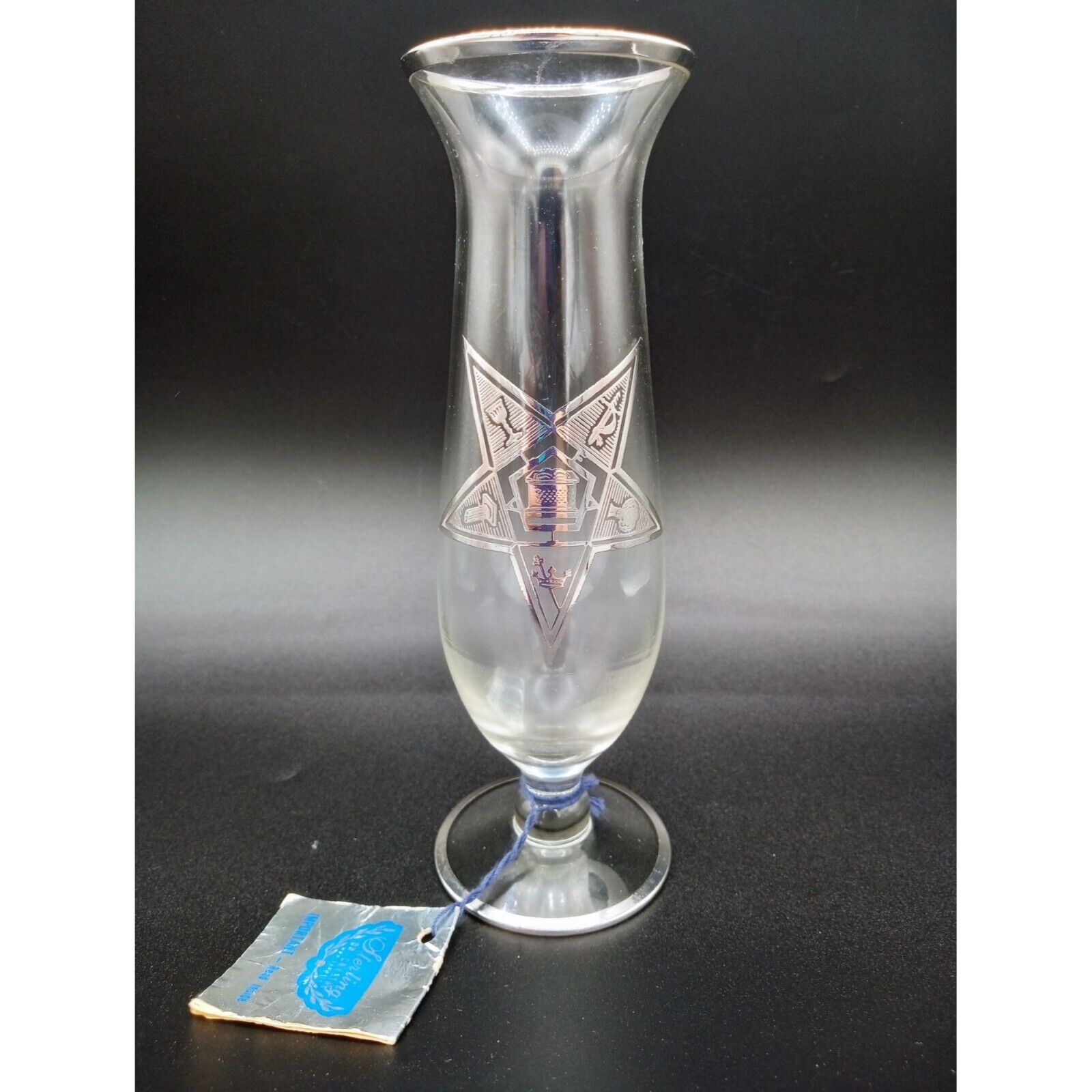 Silver City Glass Order of the Eastern Star Symbol Masonic Vintage Original Tag