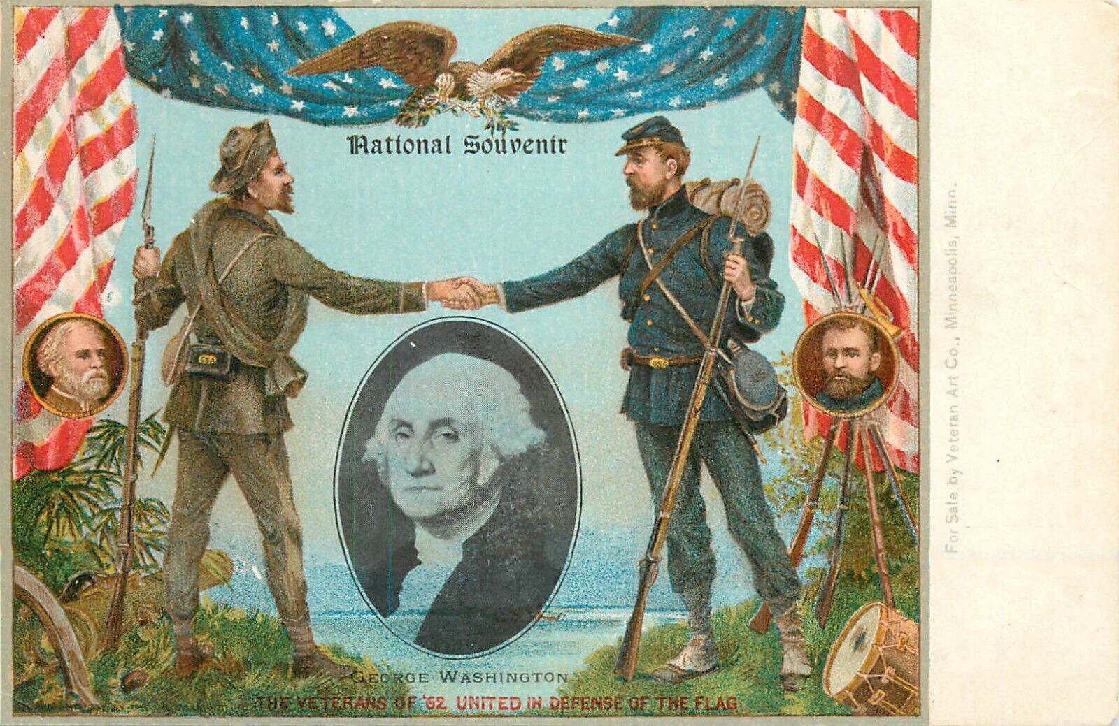 c1905 GAR Civil War Veterans United in Defense of the Flag Patriotic Postcard