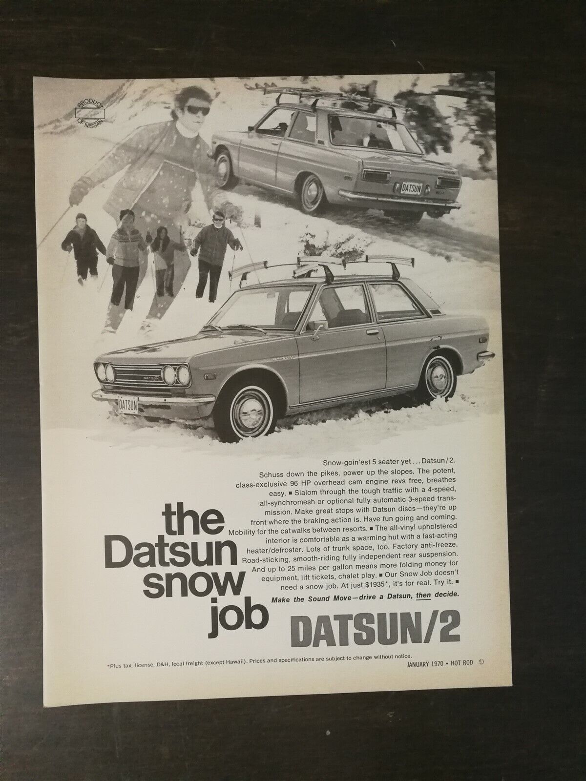 Vintage 1970 Datsun 2 Full Page Original Ad