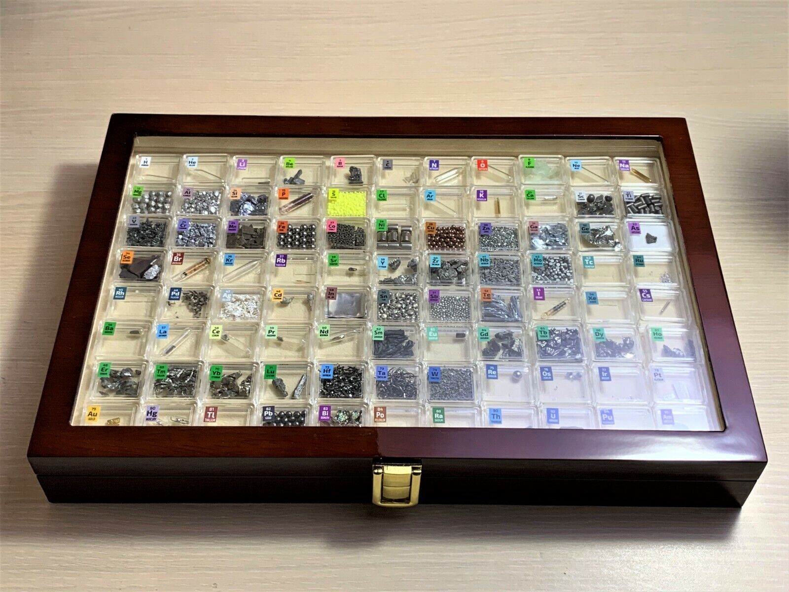 82 periodic table Element Tile Samples in Luxury Wooden Display