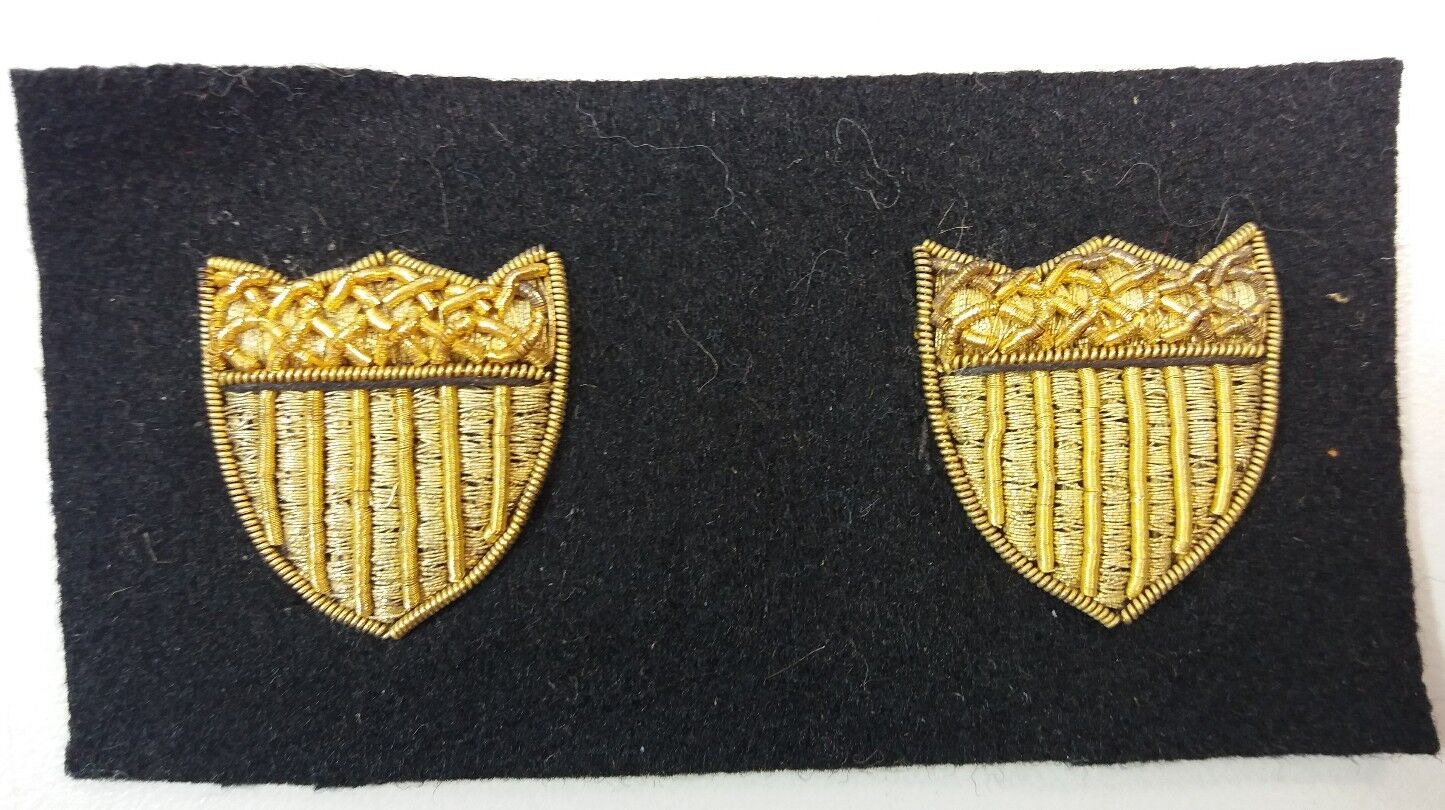 WW2 US Coast Guard Officer Uncut Bullion Epaulets Badges for Shoulder Boards 