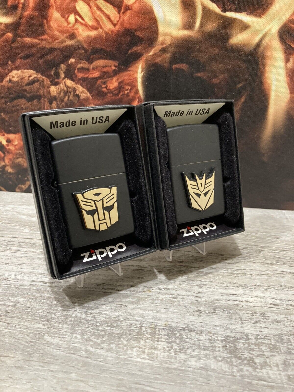 New 2022 Transformers Zippo Lighter Set 24k Gold Plated Custom Pin set 482/500