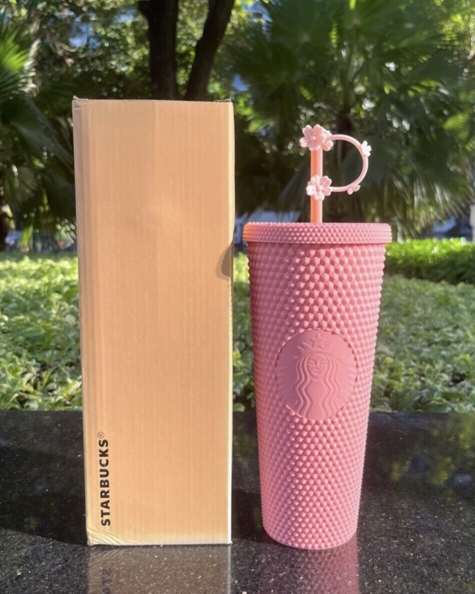 New Starbucks Sakura Pink Matte 24oz Straw Cold Cup Tumbler W/ Straw Gift