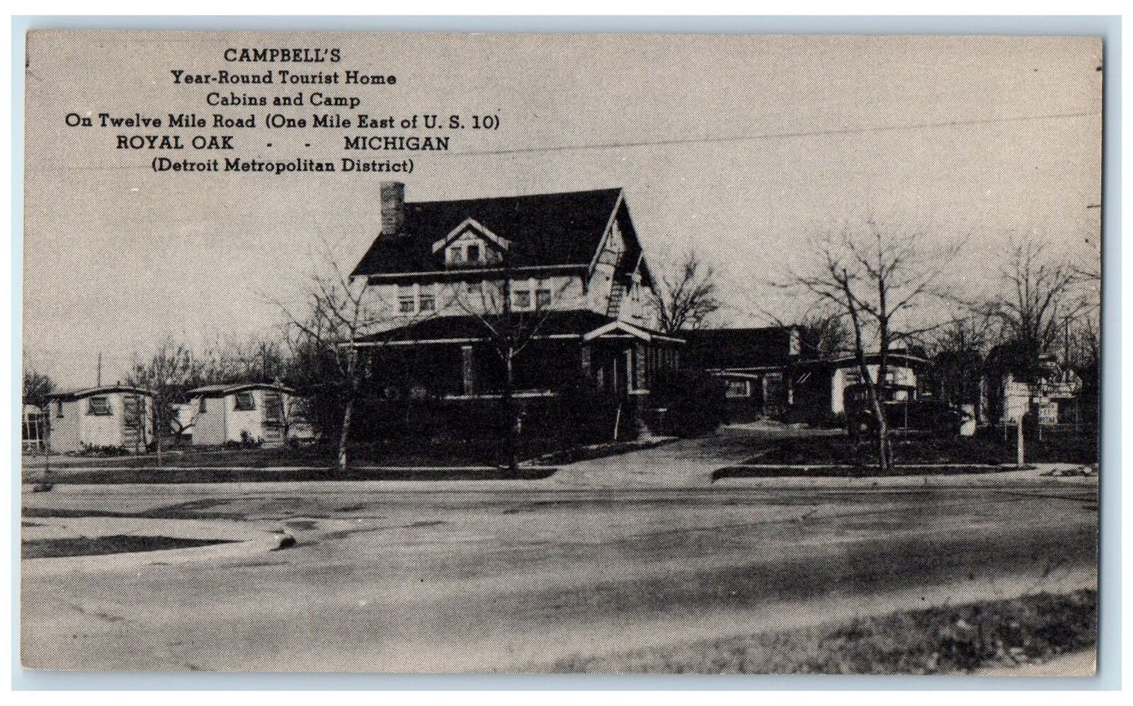 c1940s Campbell\'s Year Round Tourist Home Roadside Motel Royal Oak MI Postcard