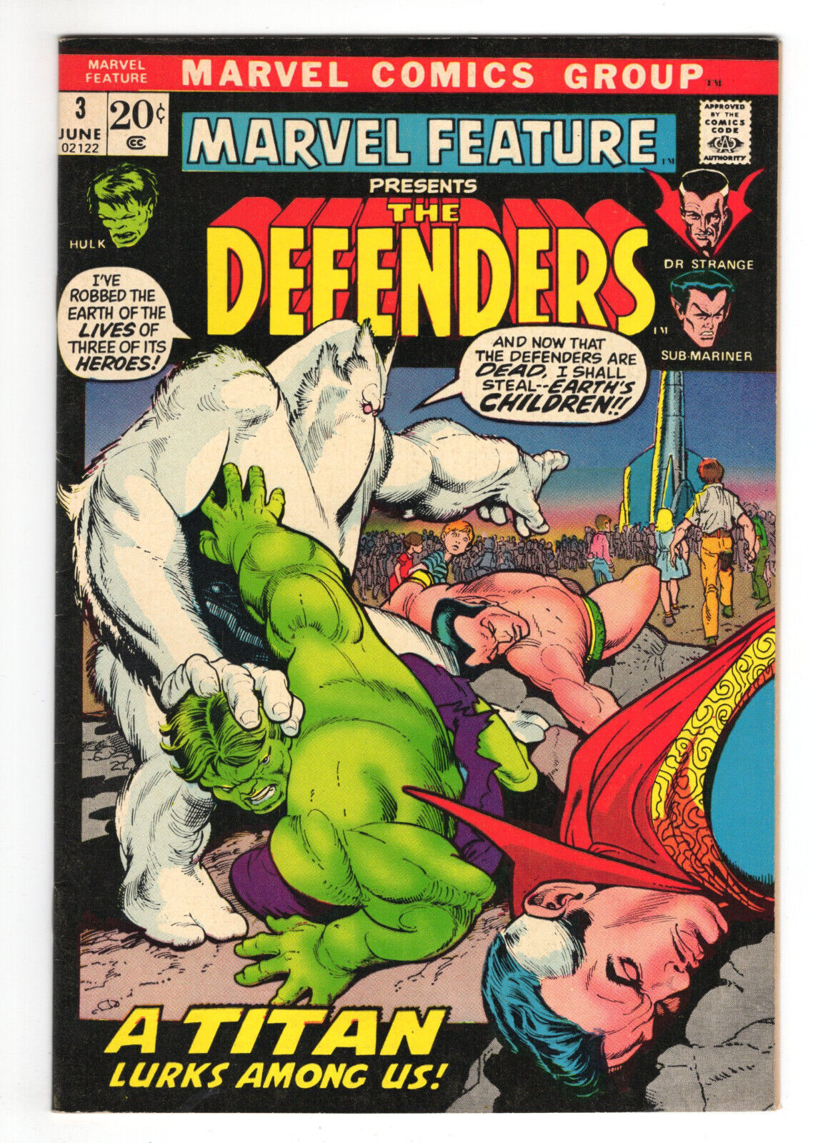 Marvel Feature #3 Very Fine 8.0 Defenders Hulk Dr Strange Sub-Mariner 1972
