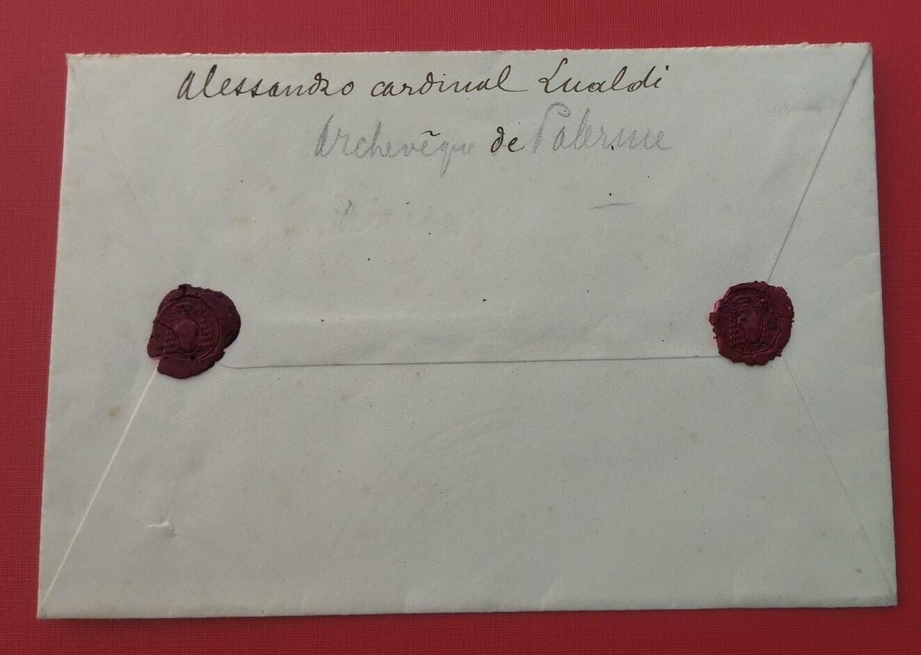 Diplomatic Cover with Wax Seal and Autougrapg Alessandro Lualdi to King albert