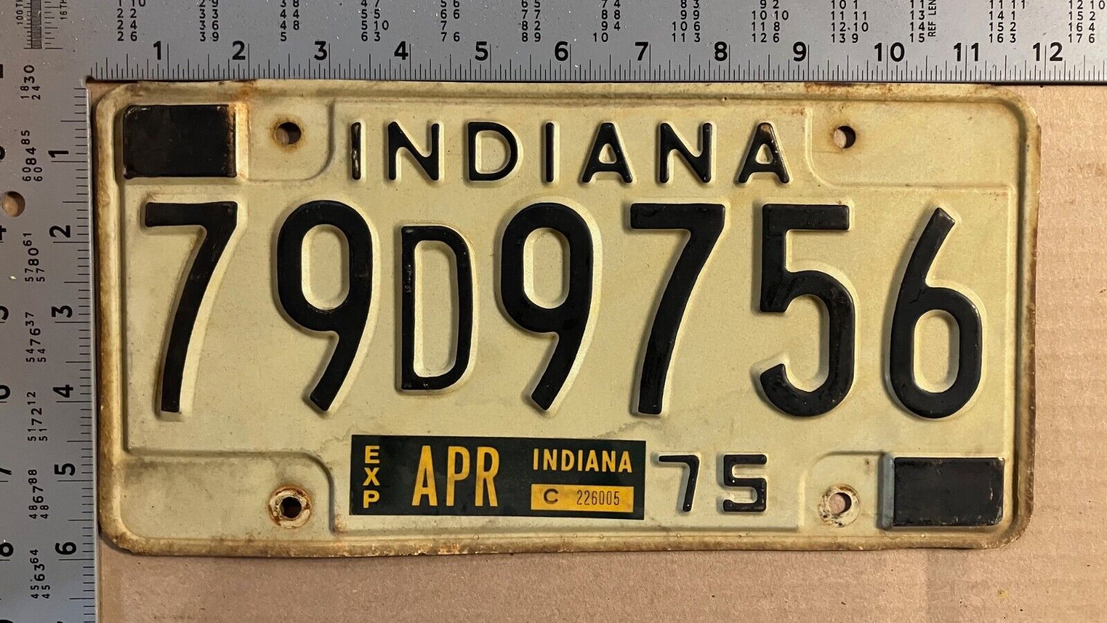 Indiana 1974 license plate 79D9756 YOM DMV clear Ford Chevy Dodge 2104