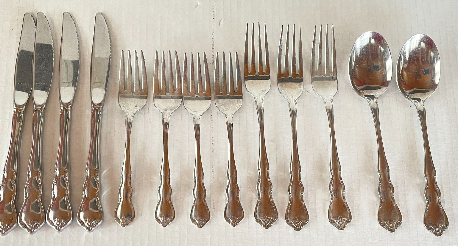 13 Pieces Vintage Wallace Discretion Pattern Stainless Flatware Mixed Lot