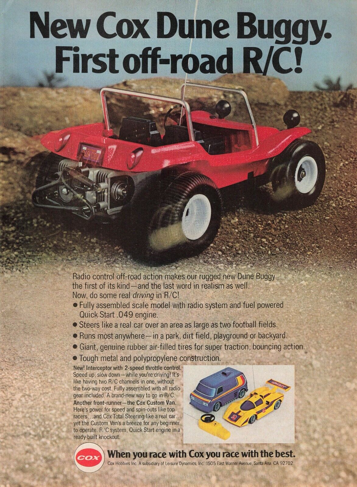 Ad For New Cox Dune Buggy First Off-Road R/C 70'S Vtg Print 8X11 Wall Poster Art