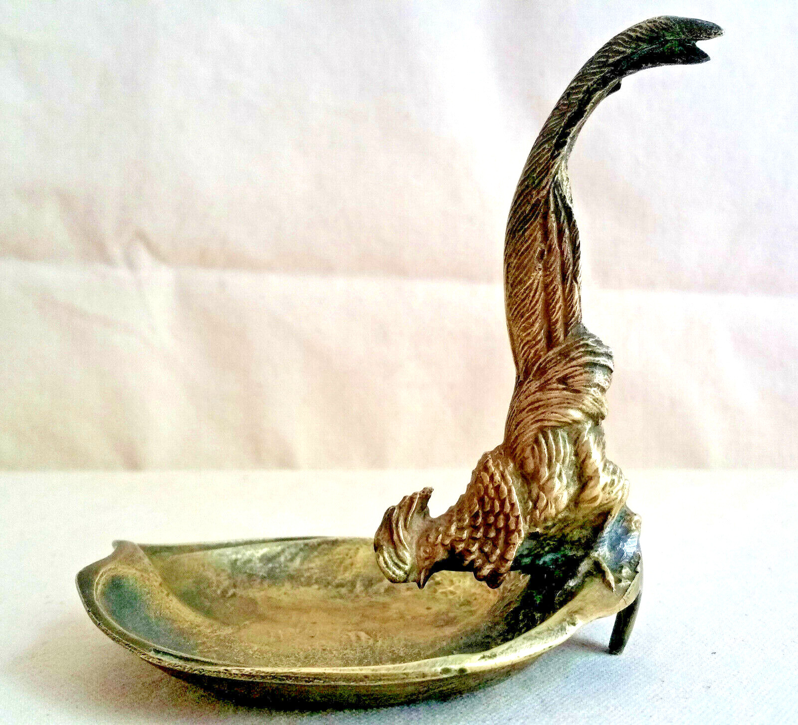 Antique Austria Bronze Pheasant Figurine Ashtray Mini Dish Bowl Vena 
