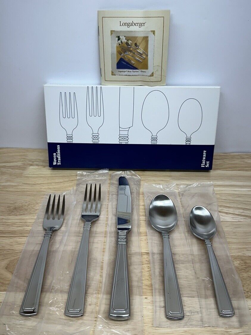 Longaberger Woven Traditions Flatware Set New (5 Piece Set) Spoons Forks Knife