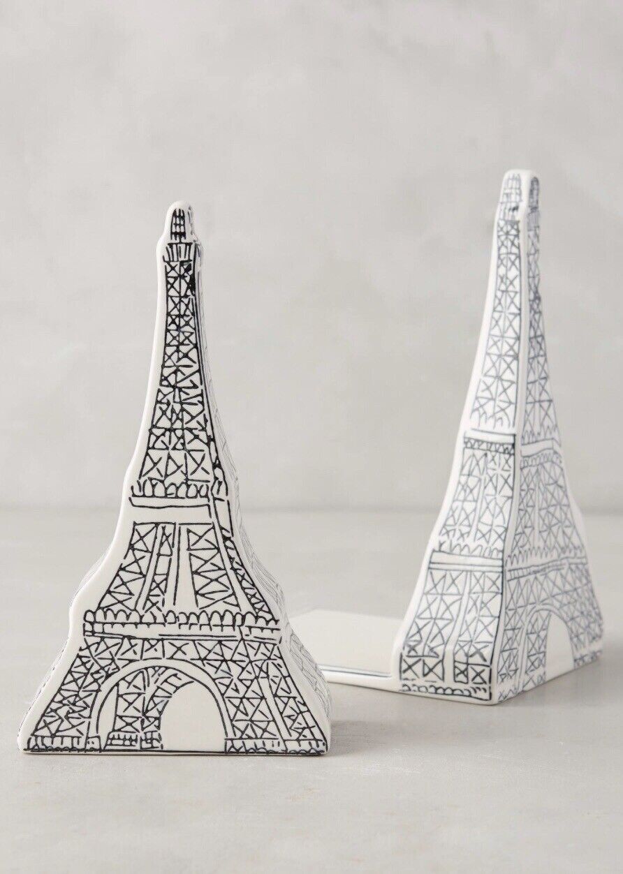 Molly Hatch Eiffel Tower Ceramic Book Ends Anthropologie RARE