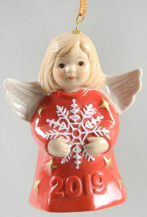 Goebel Angel Bell Ornament Angel With Snowflake-Cherry Red - With Box 11629482
