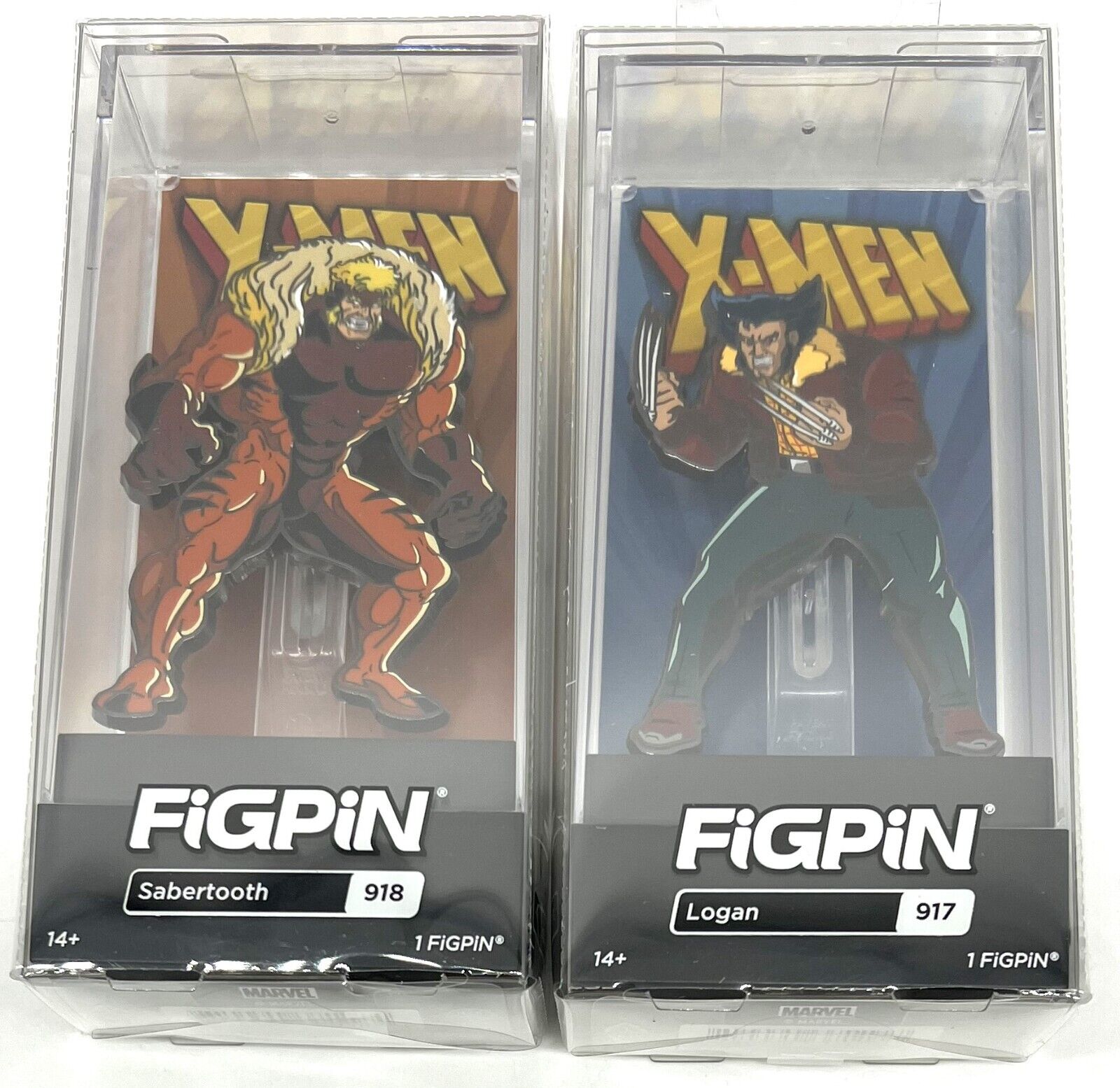 FiGPiN X-Men Logan #917 & Sabertooth #918 Set of 2 Collectable Pins