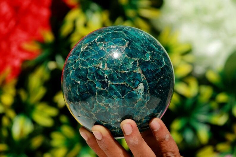 Gorgeous Large 110MM Ball Blue Apatite Stone Healing Charged Spirit Reiki Sphere