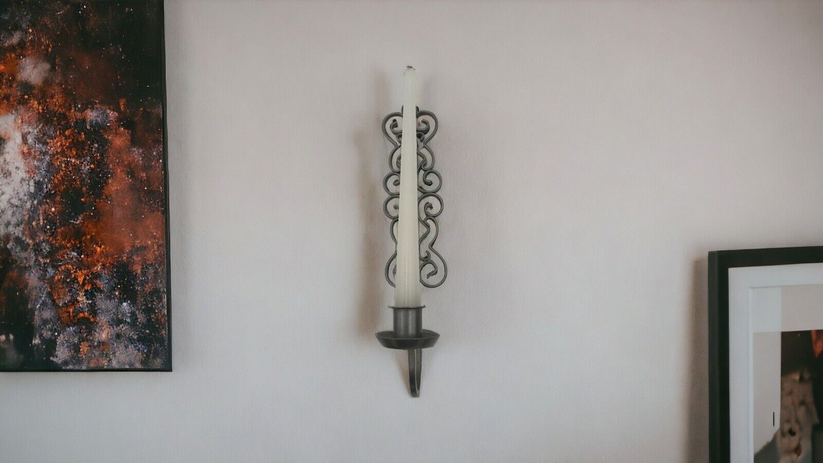 Mid Century Danish Wrought Iron  Candle Holder Wall Sconce CANDLE NOT INCLUDED