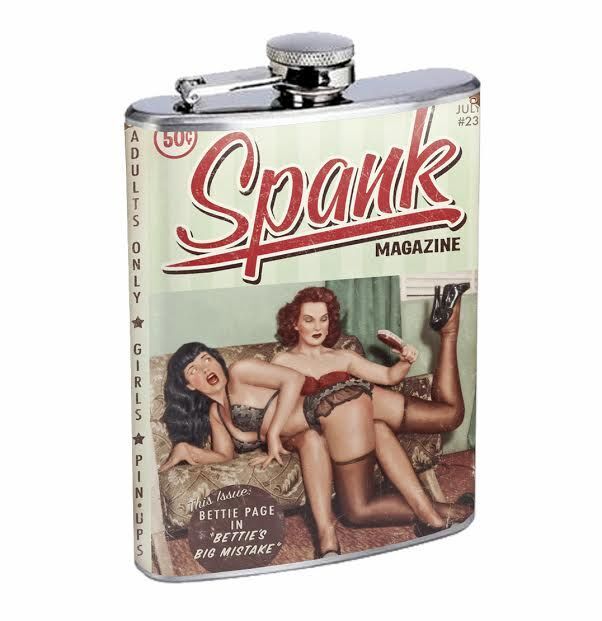 Spank Magazine Sexy Vintage 8oz Stainless Steel Flask Drinking Whiskey 