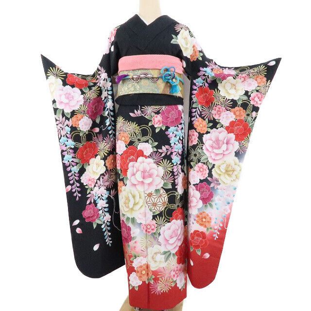 Embroidered Silver-Tone Coming-Of-Age Ceremony Kimono A Gorgeous Pure
