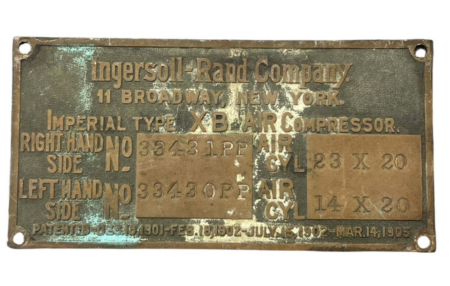 VINTAGE CAST IRON PLAQUE SIGN INGERSOLL RAND COMPANY USA GHOST TOWN