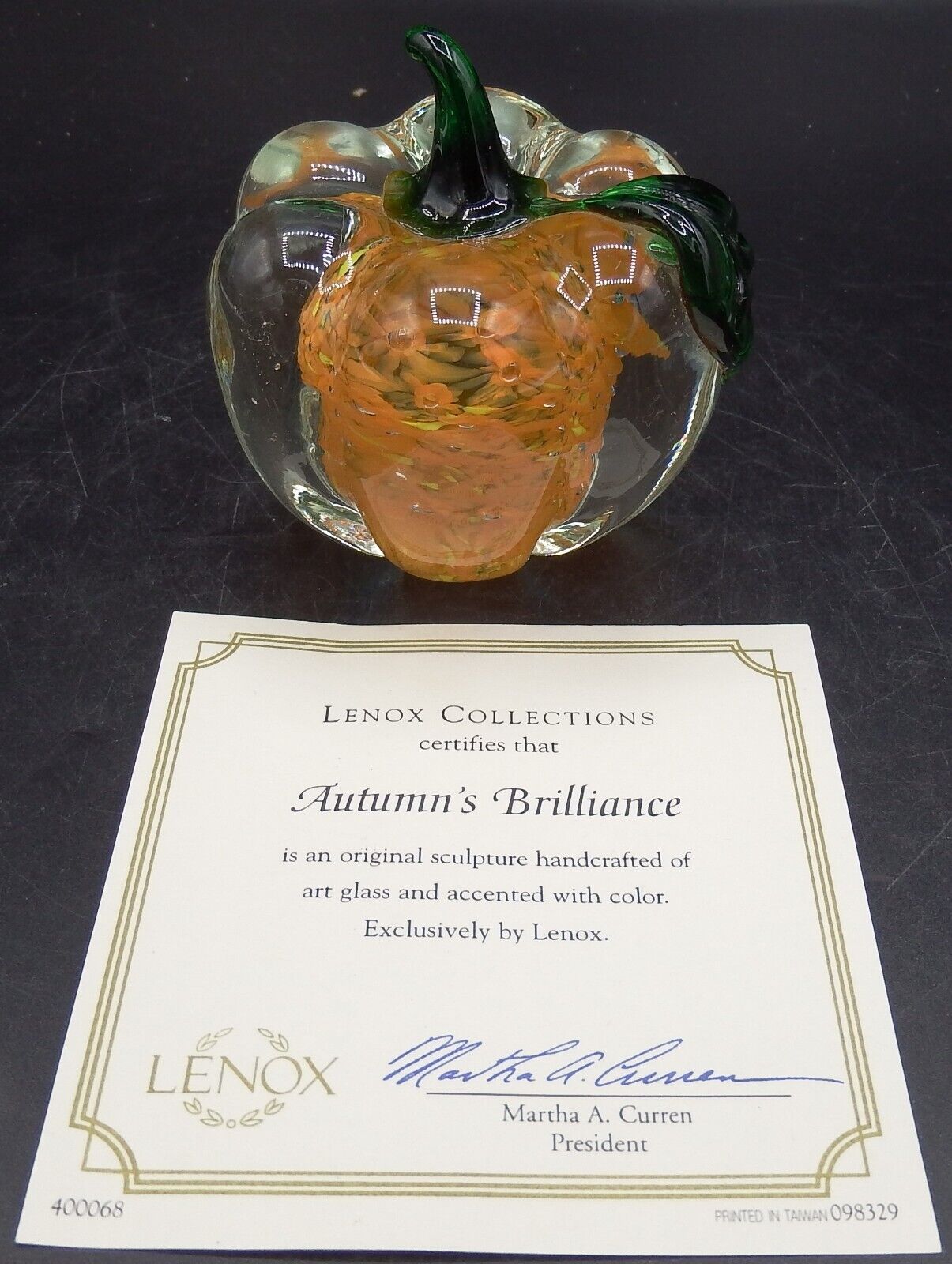 Lenox Glass Pumpkin Autumn\'s Brilliance Festive Fall Paperweight NEW in box