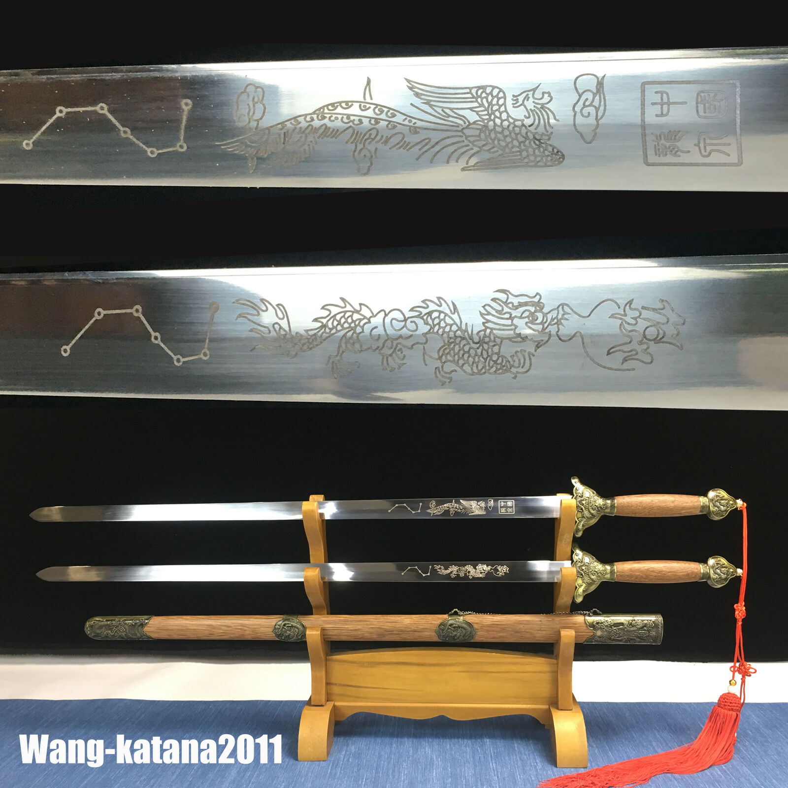 Chinese Kungfu TaiJi Double Jian太极剑 Stainless Steel WuShu Excercise TaiChi Sword