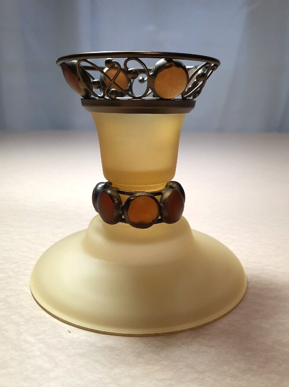 Partylite Paris Retro Taper Candle Holder Tealight Ball Holder Amber