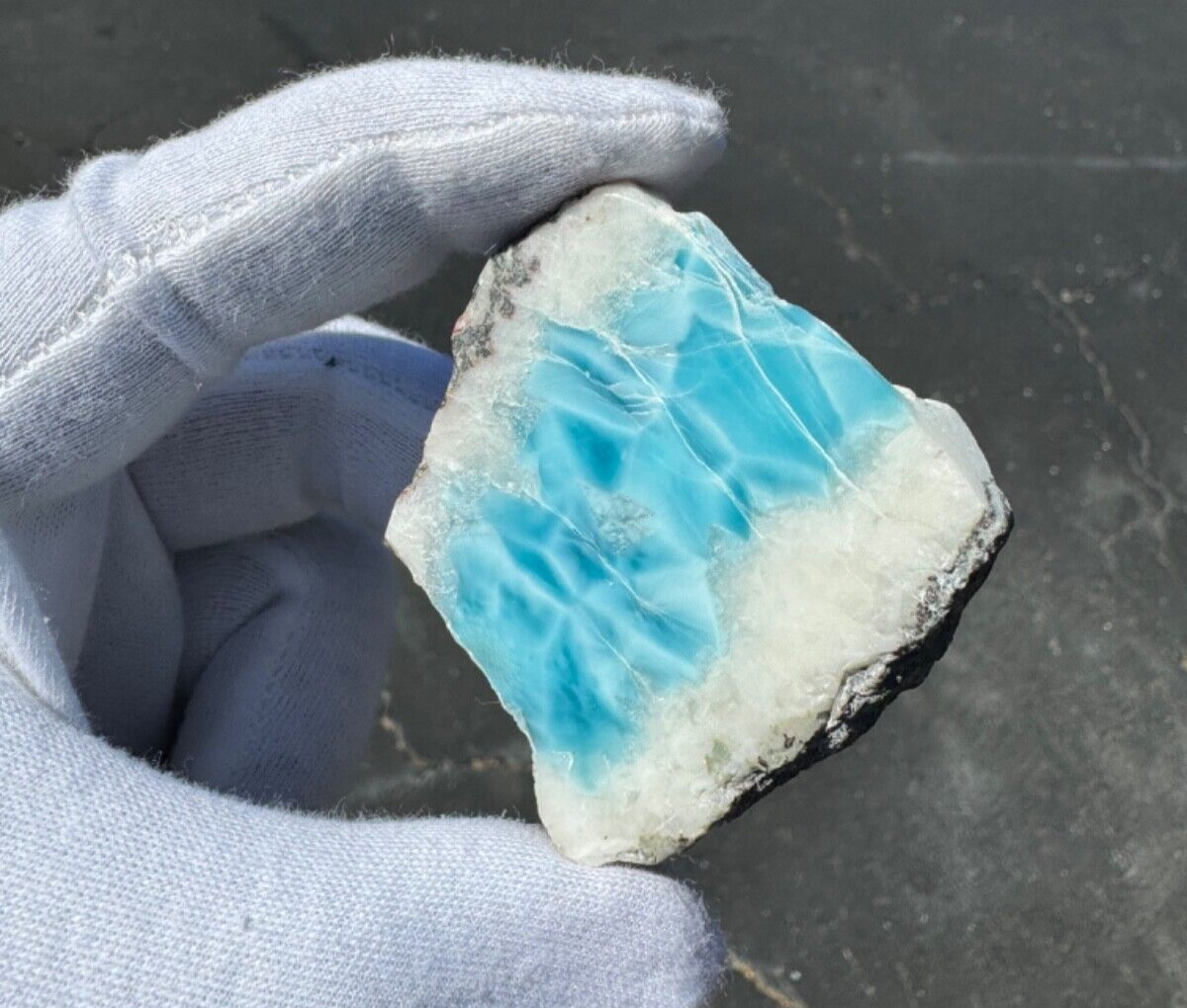 2.1 Inch AAA Atlantic Deep blue Natural Larimar Lapidary Stone Polished 84 Grams