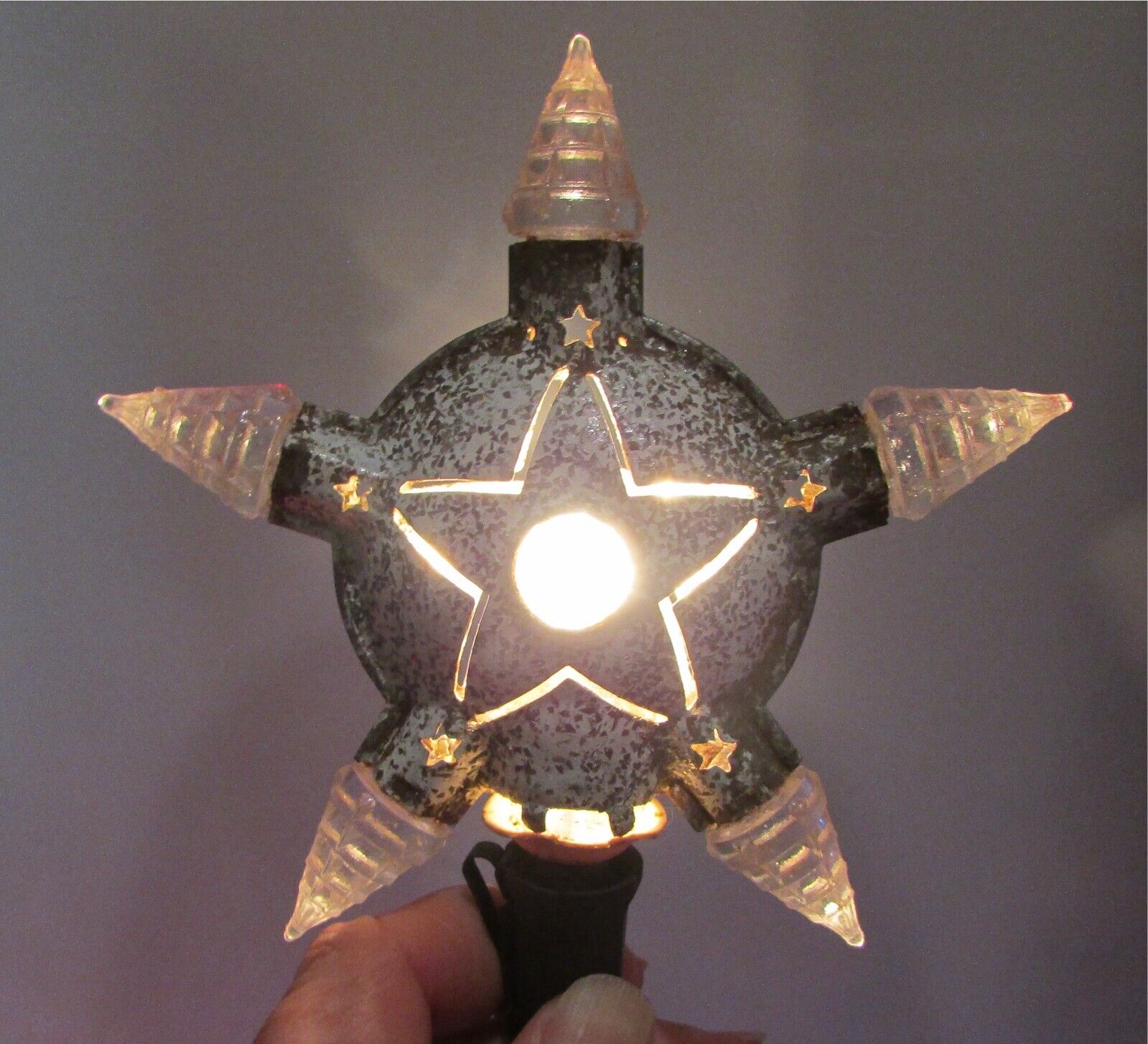 1930s C-6 Kristal Star Reliance Christmas Light Clear Points Tree Topper 