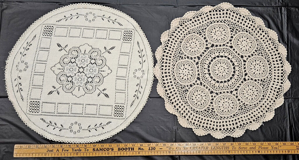 Lot of 2 Large Doilies Crochet and Lace DOILY