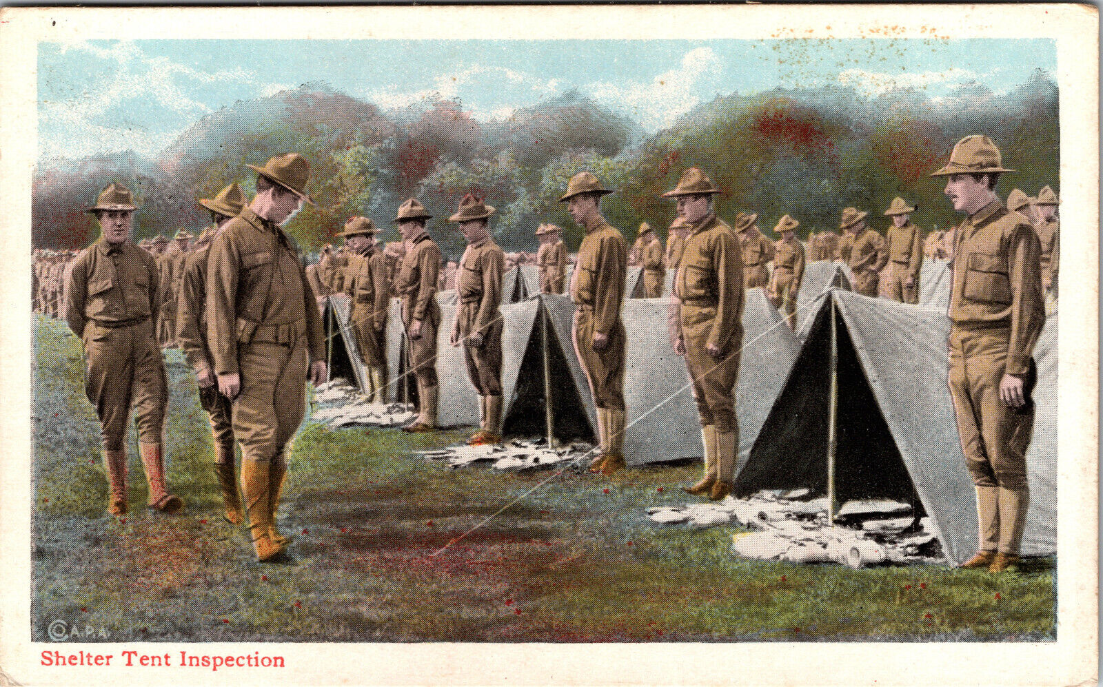 Postcard World War 1 Army Shelter Tent Inspection Divided Back 1917