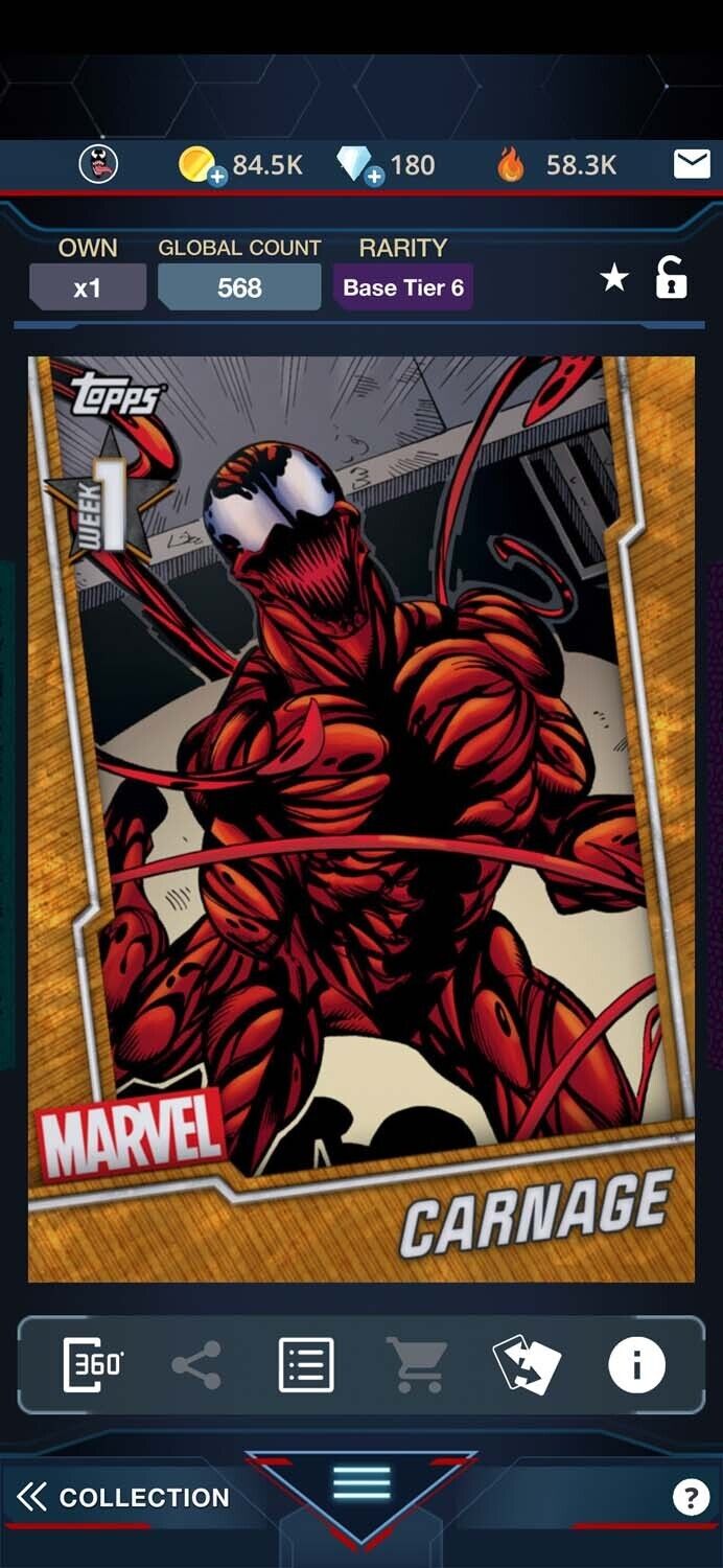 Topps Marvel Collect Carnage 2019 Week 1 Base Tier 6
