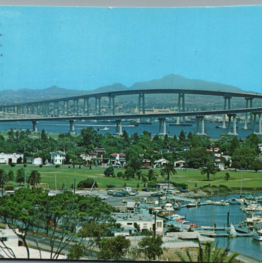 San Diego-Coronado Bridge San Diego Bay California Cali VTG Postcard/pc123 poste