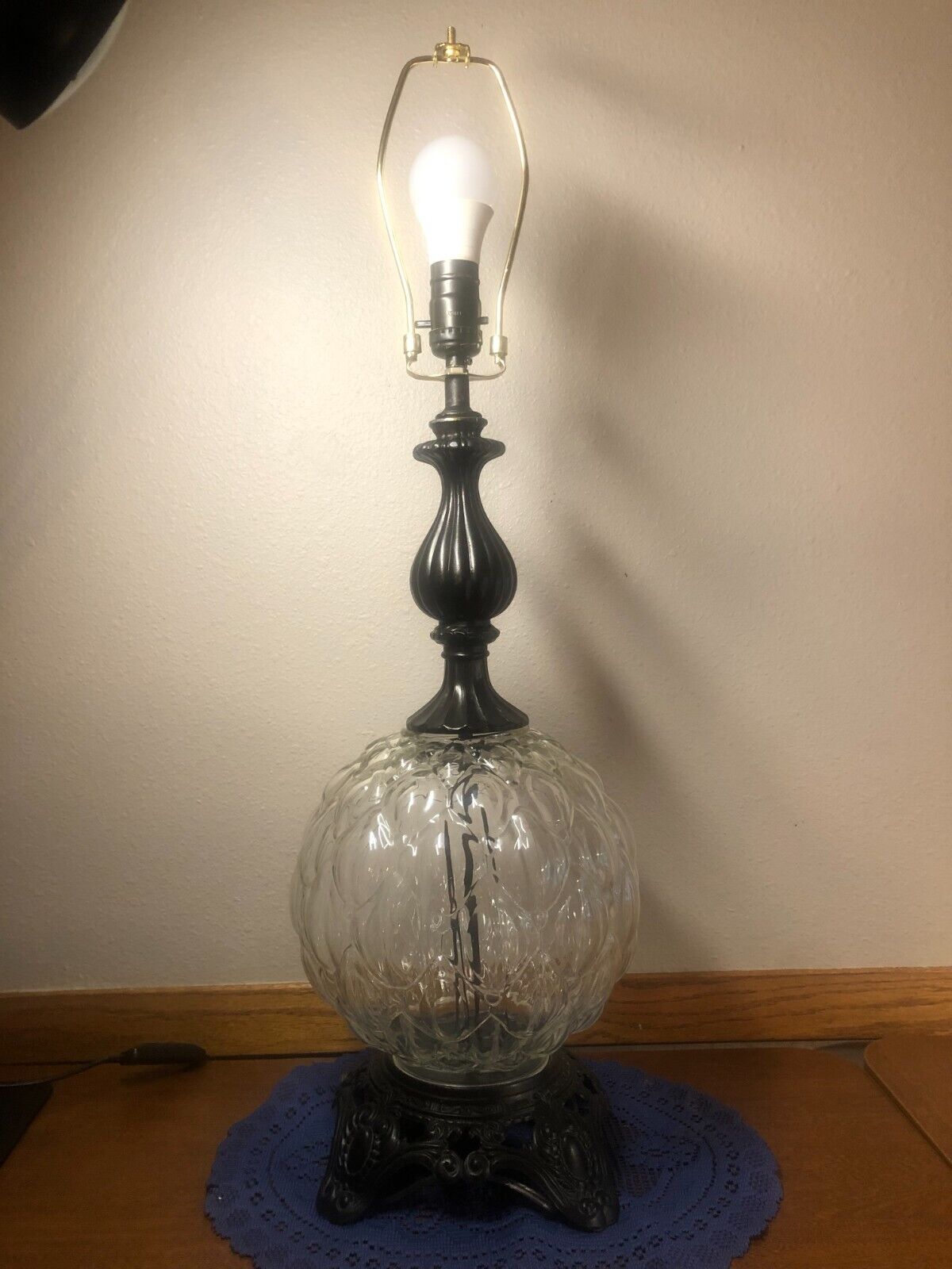 Mid Century EF & EF Industries VintageTable Lamp Clear Glass Hollywood Regency