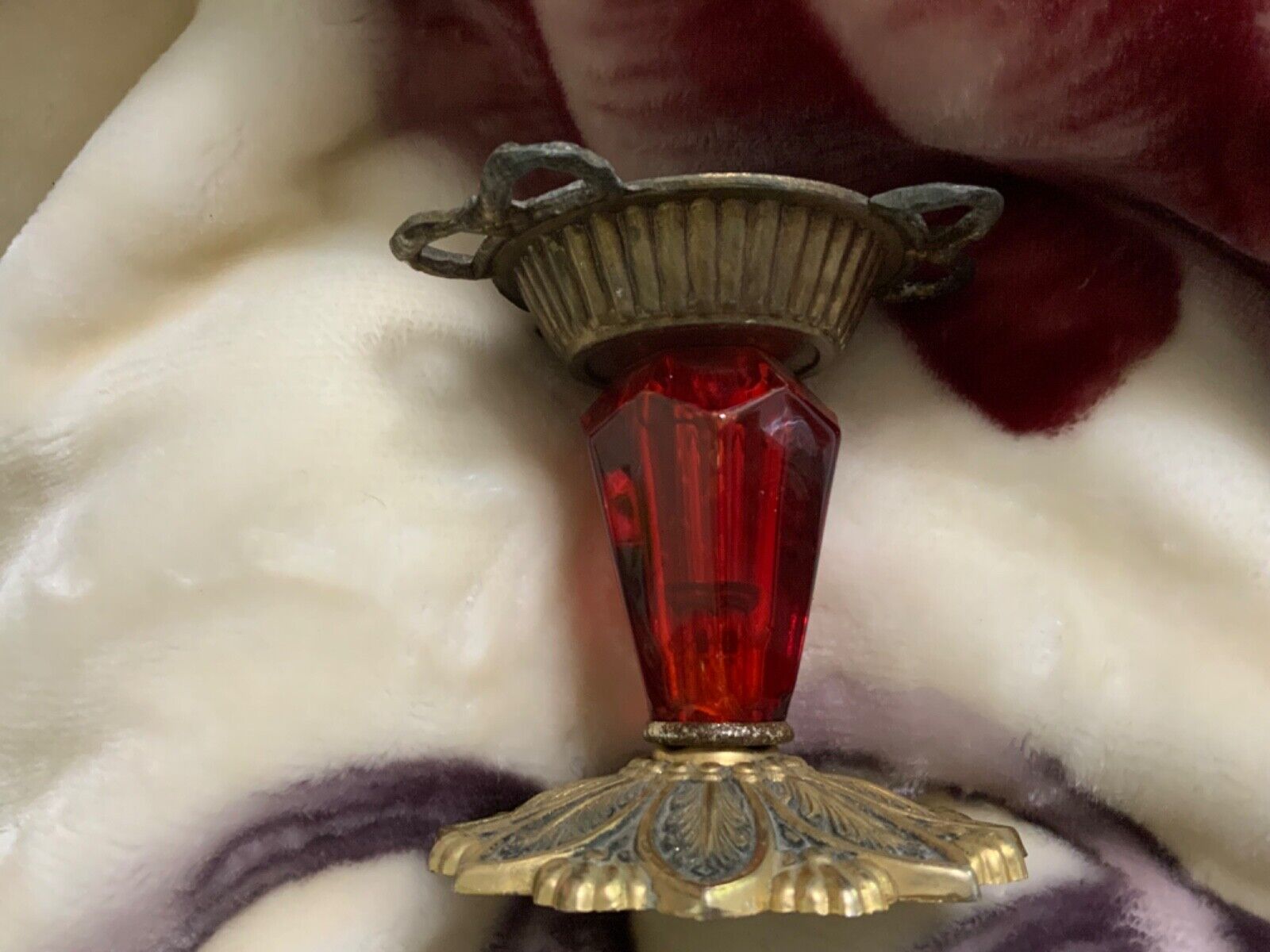VINTAGE Red Lucite Hollywood Regency Candle holder