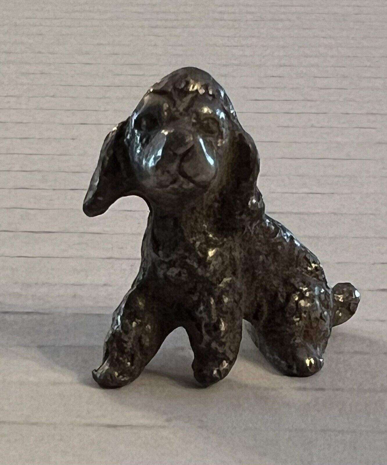 Vintage pewter/metal Dog Sitting Figurine Figure Poodle Spoontiques