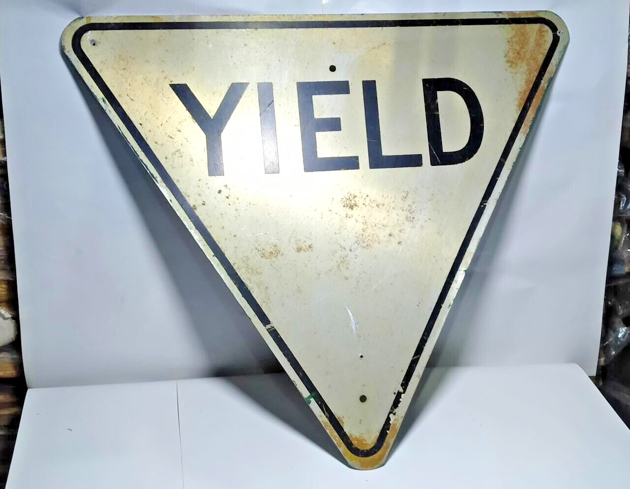 Old Vintage Yield Road Metal Tin Sign Board Rare Collectible 25\'\' X 28\'\'