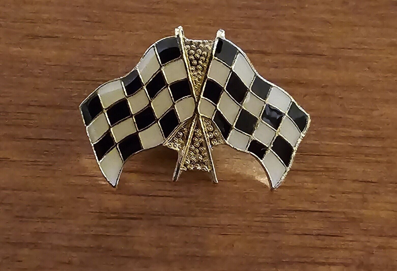 Lapel pin-Hat pin-Double Racing Checkered Flag-Backpack Flair-1 inch