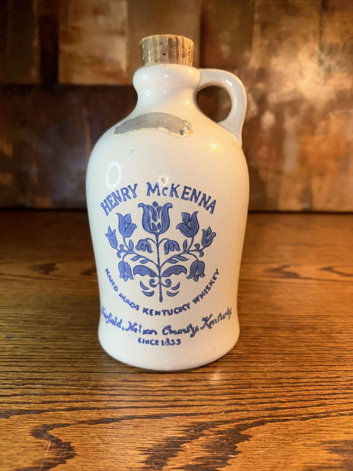 Vintage Henry McKenna Bourbon Whiskey Half Gallon Jug w/ Cork And Tags Empty
