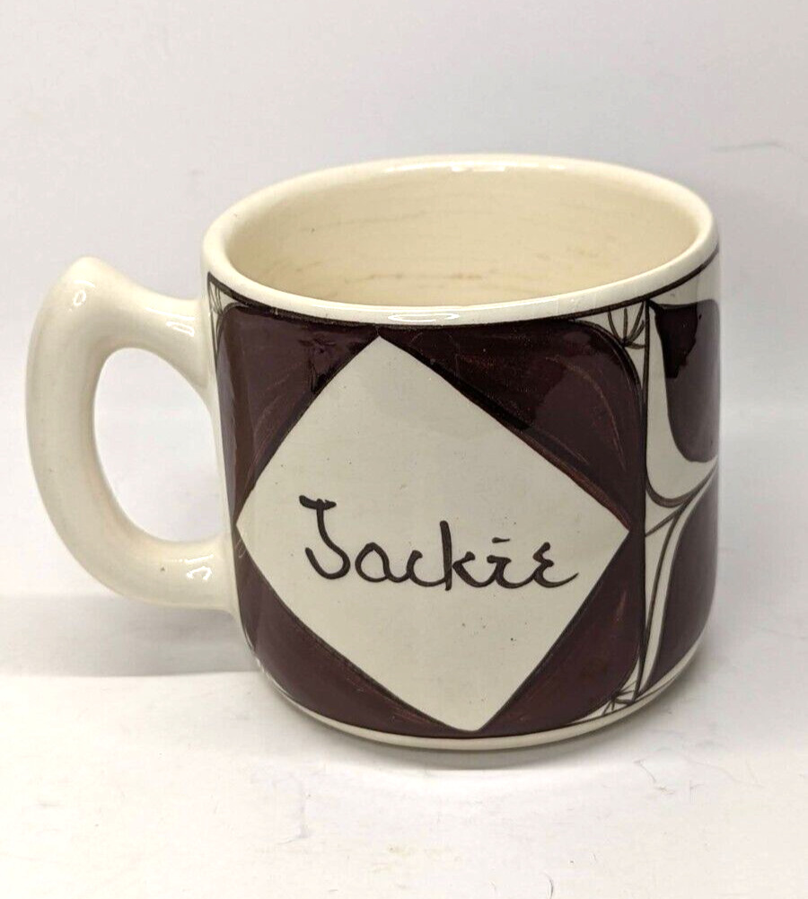 Vintage JACKIE Coffee Mug Hawaii Tiki Kimo Midmod Souvenir MCM