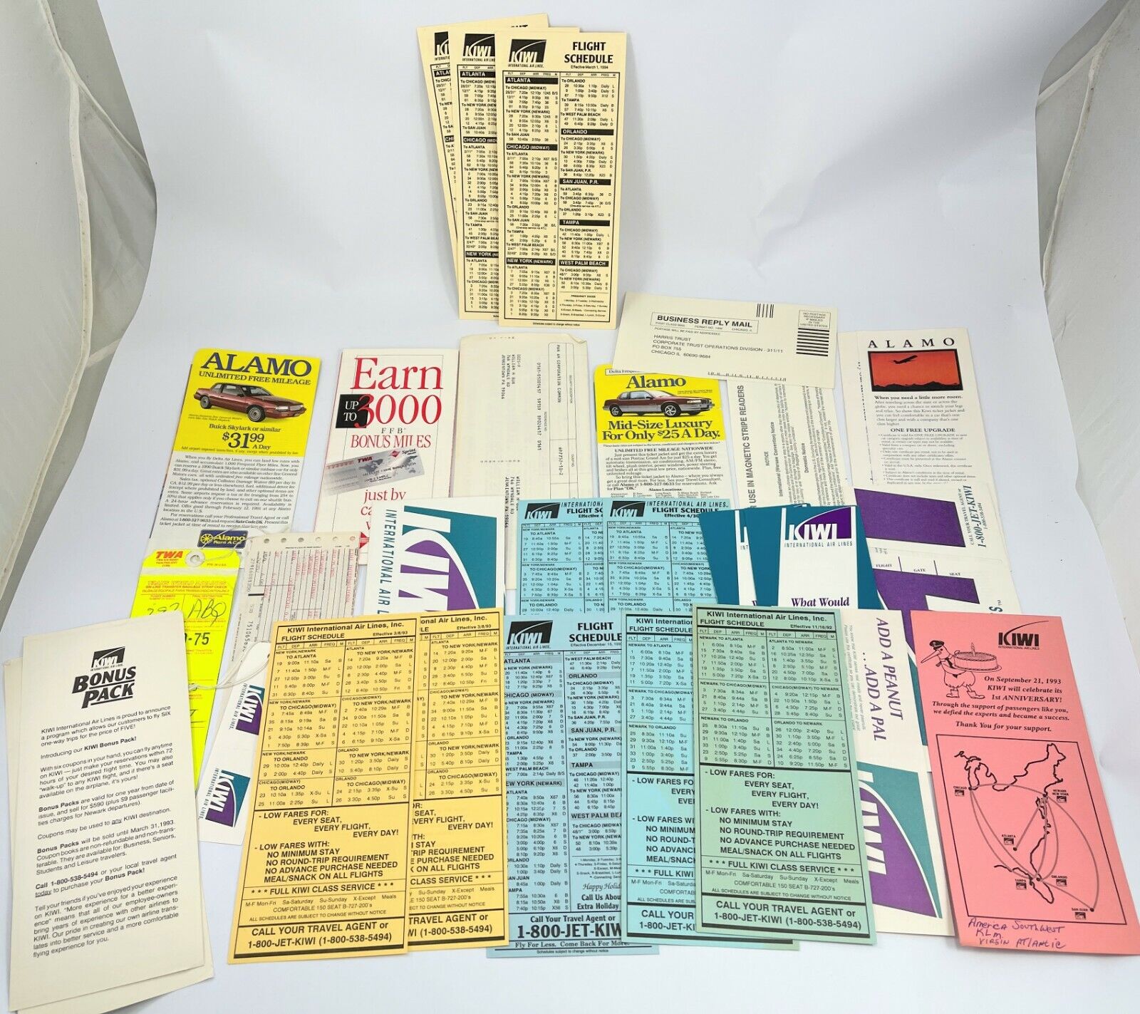 Vintage Paper Ephemera LOT Aviation Air Travel Tickets Brochure 1980's 1990's