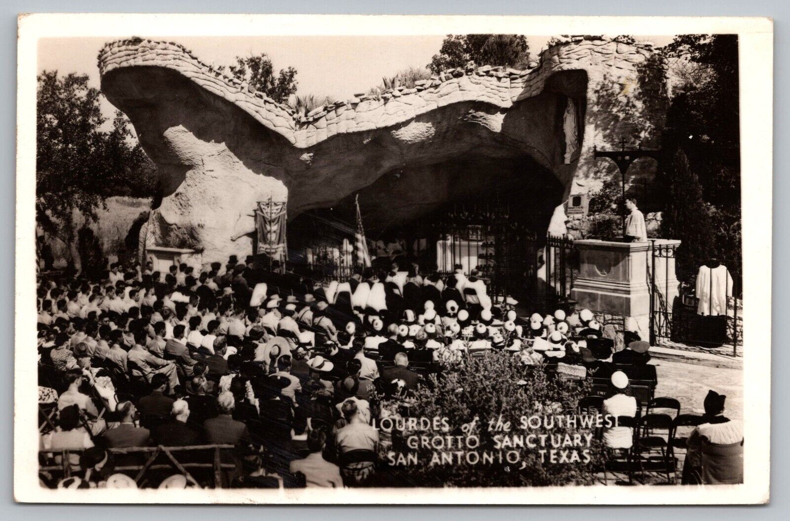 RPPC Lourdes of the Southwest Grotto Sanctuary San Antonio Texas Postcard