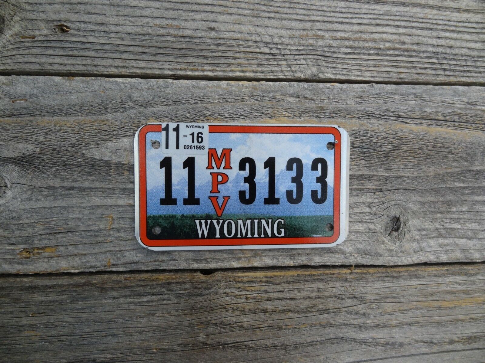 Wyoming MPV license plate MINT ATV / Motorcycle BLOW OUT SALE $1.49