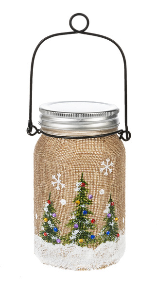 Ganz Light Up Christmas Tree Mason Jar - 5.75 inches #EX27034