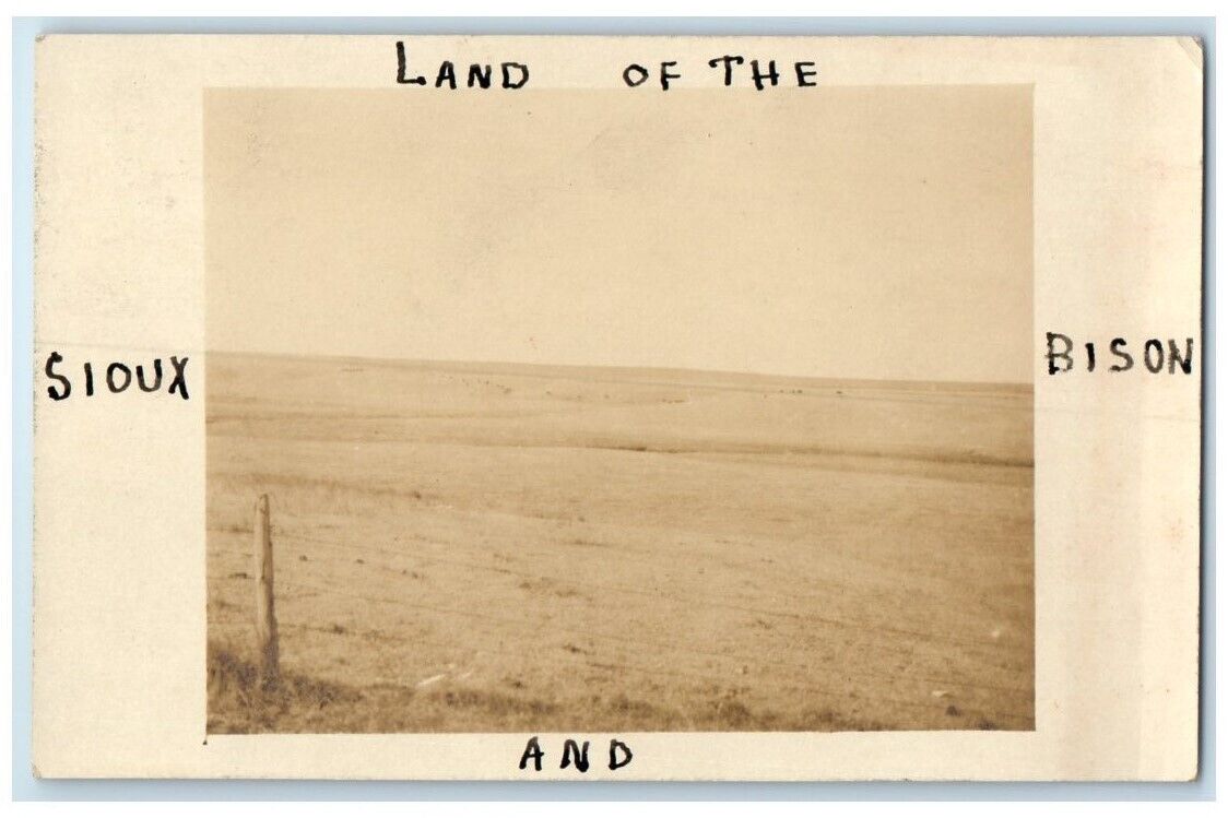 c1920s Land Of The Sioux & Bison Plains North Of Mitchell SD RPPC Photo Postcard