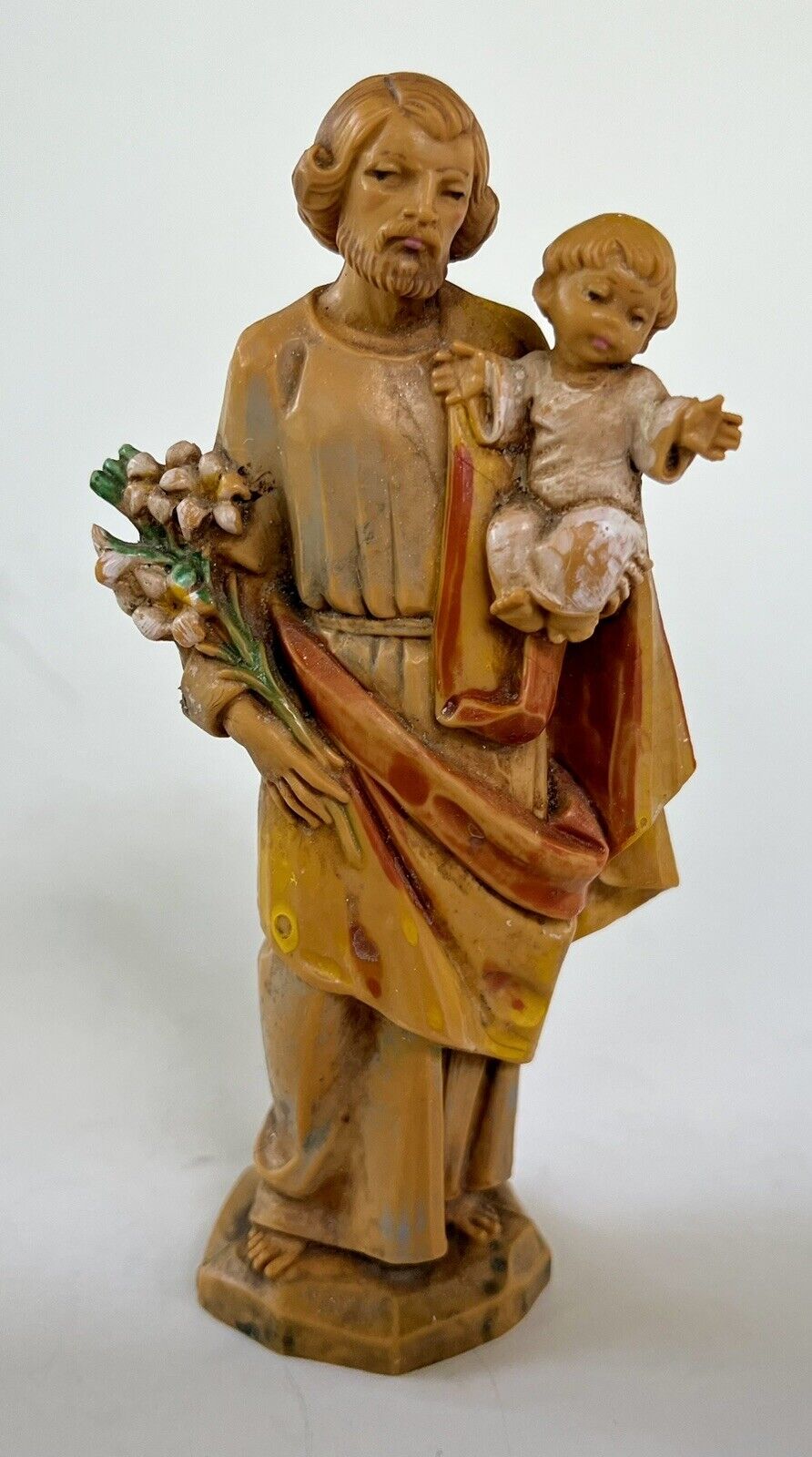 Vintage 258 ITALY 1984 Saint St Joseph Simonetti Statue 4 “ Holding Baby Jesus