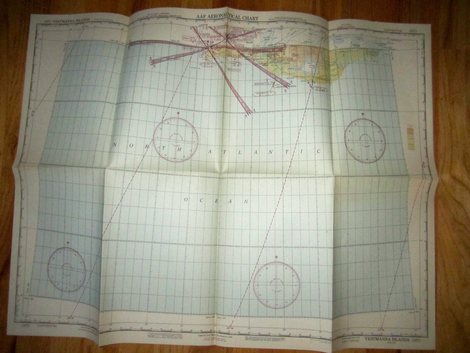 1943 U.S. NAVY AAF AERONAUTICAL CHART MAP- VESTMANNA ISLANDS - 29\
