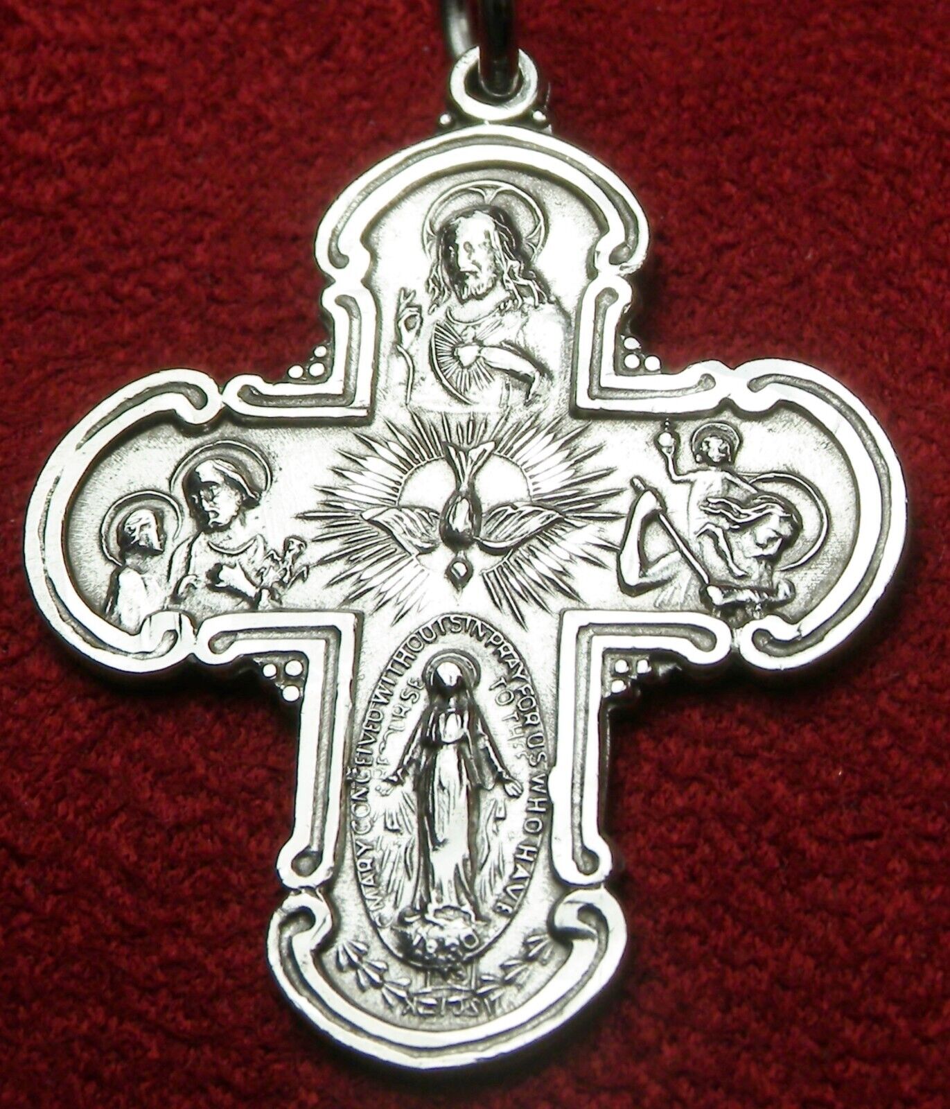 Carmelite Nun Sterling Catherine Laboure Catholic Miraculous Medal Cross Saints